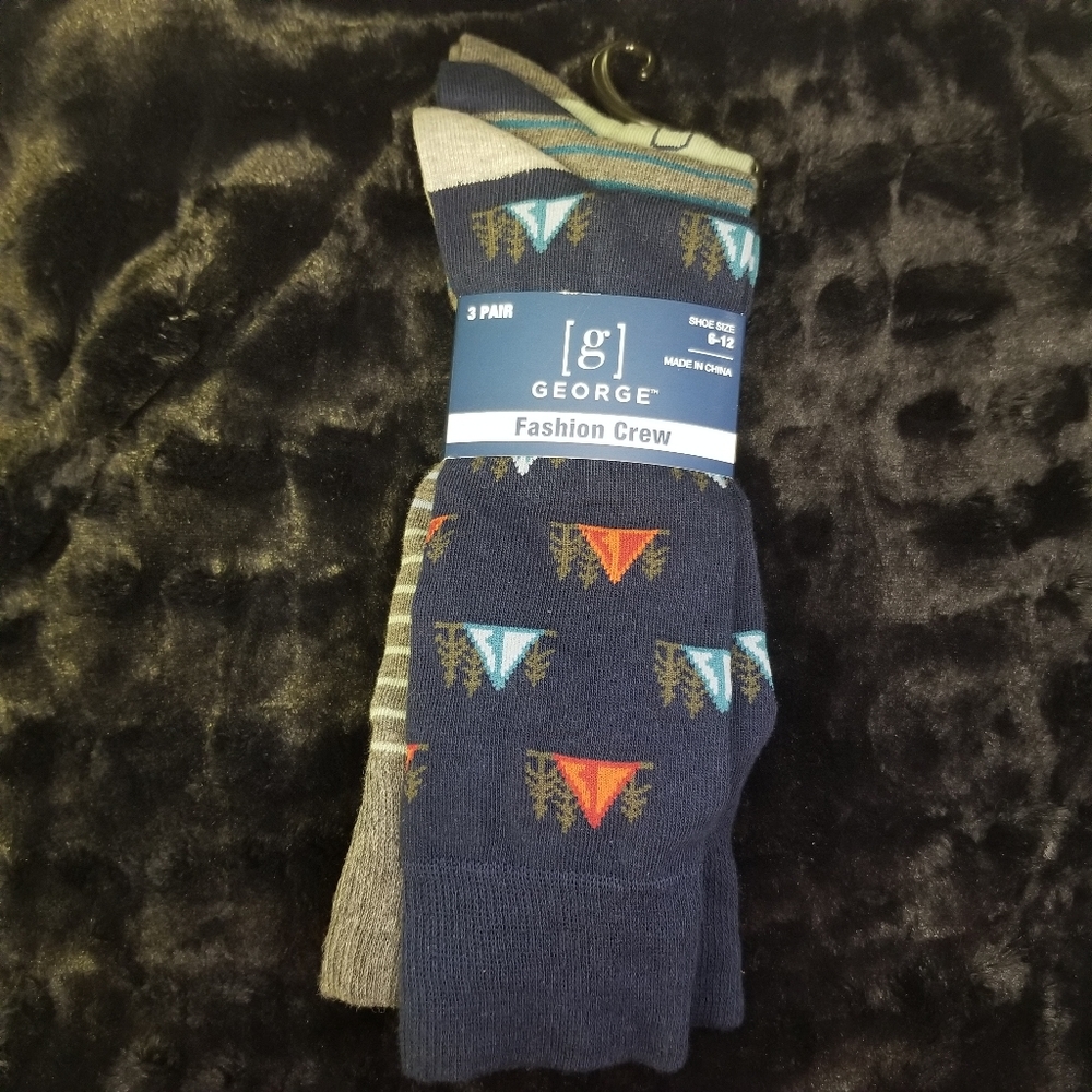 George Fashion Crew Socks SZ 6-12